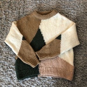 Zara Color Block Knit Sweater